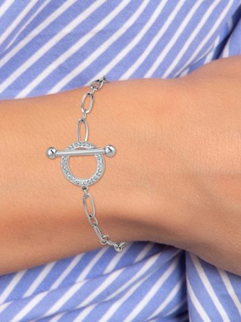 Bracelet – Acier inoxydable & cristaux – Argenté
